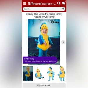 Disney Little Mermaid Flounder Costume 2T